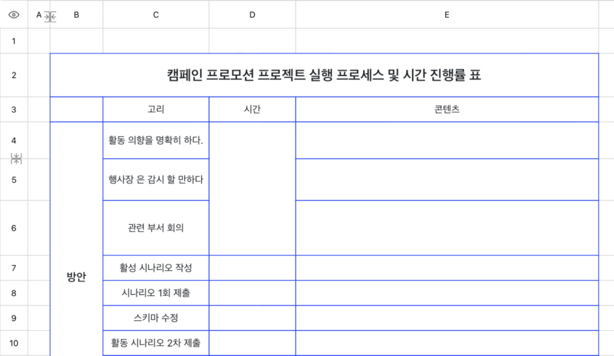 캠페인 프로그램 실행 프로세스 및 일정
